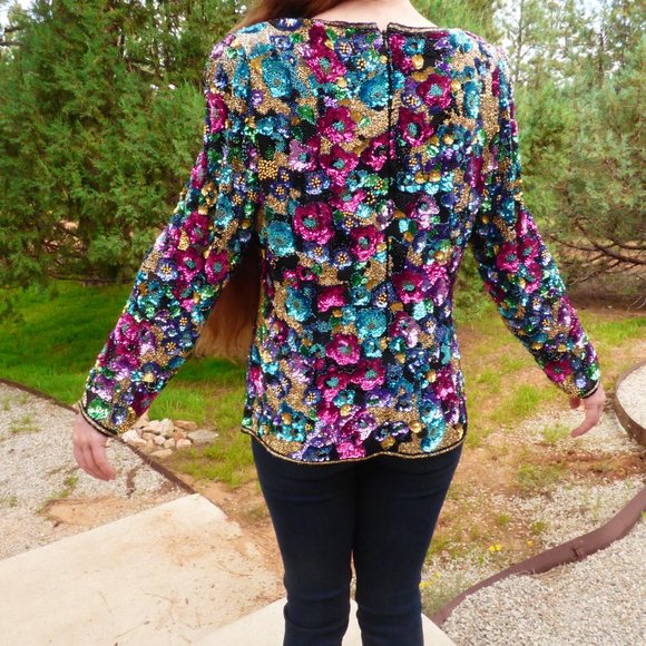 Vintage Fully Beaded/Sequined Top - Picture 4 of 17